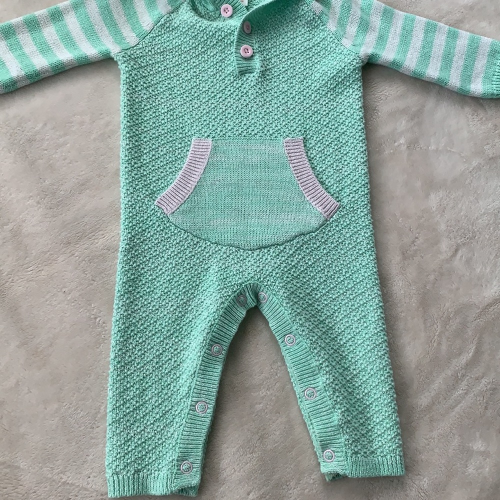 🦄 Cat & Jack 0-3M Mint Green Unicorn Romper EUC - Picture 3 of 11
